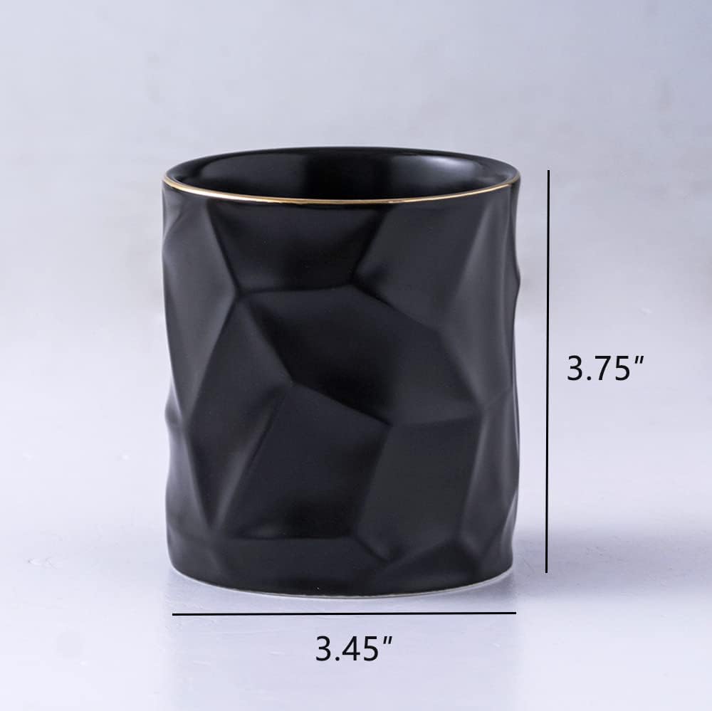 Black Ceramic Gold Line Pen Holder - Image 2