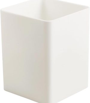 Square White Plastic Pencil Cup