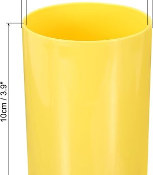 Yellow Round Plastic Pen Holder Set