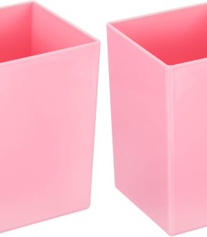 Pink Square Plastic Pen Holder Set