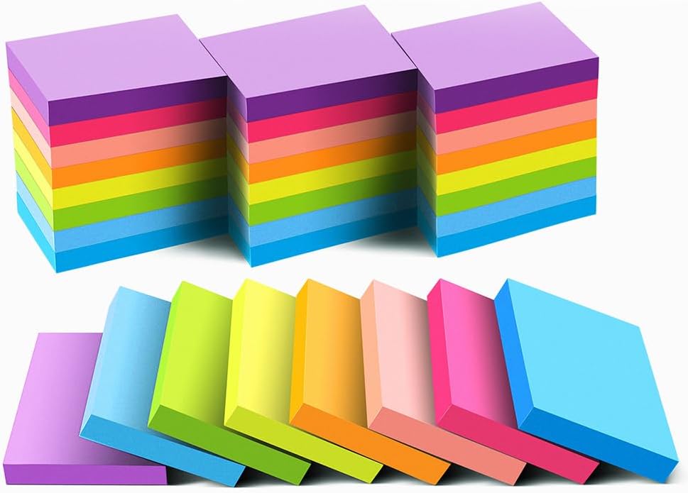 24-Pack Mini Bright Sticky Notes 1.5x2