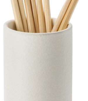 White Ceramic Pencil & Brush Holder