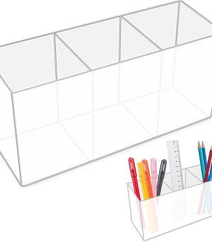 3-Compartment Acrylic Pen Holder