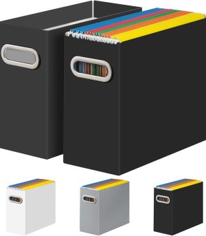 2-Pack Black Collapsible Hanging File Box
