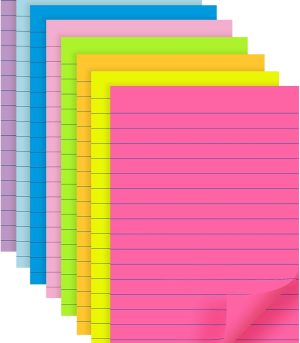 8-Pack Lined Sticky Notes 4x6 8 Colors