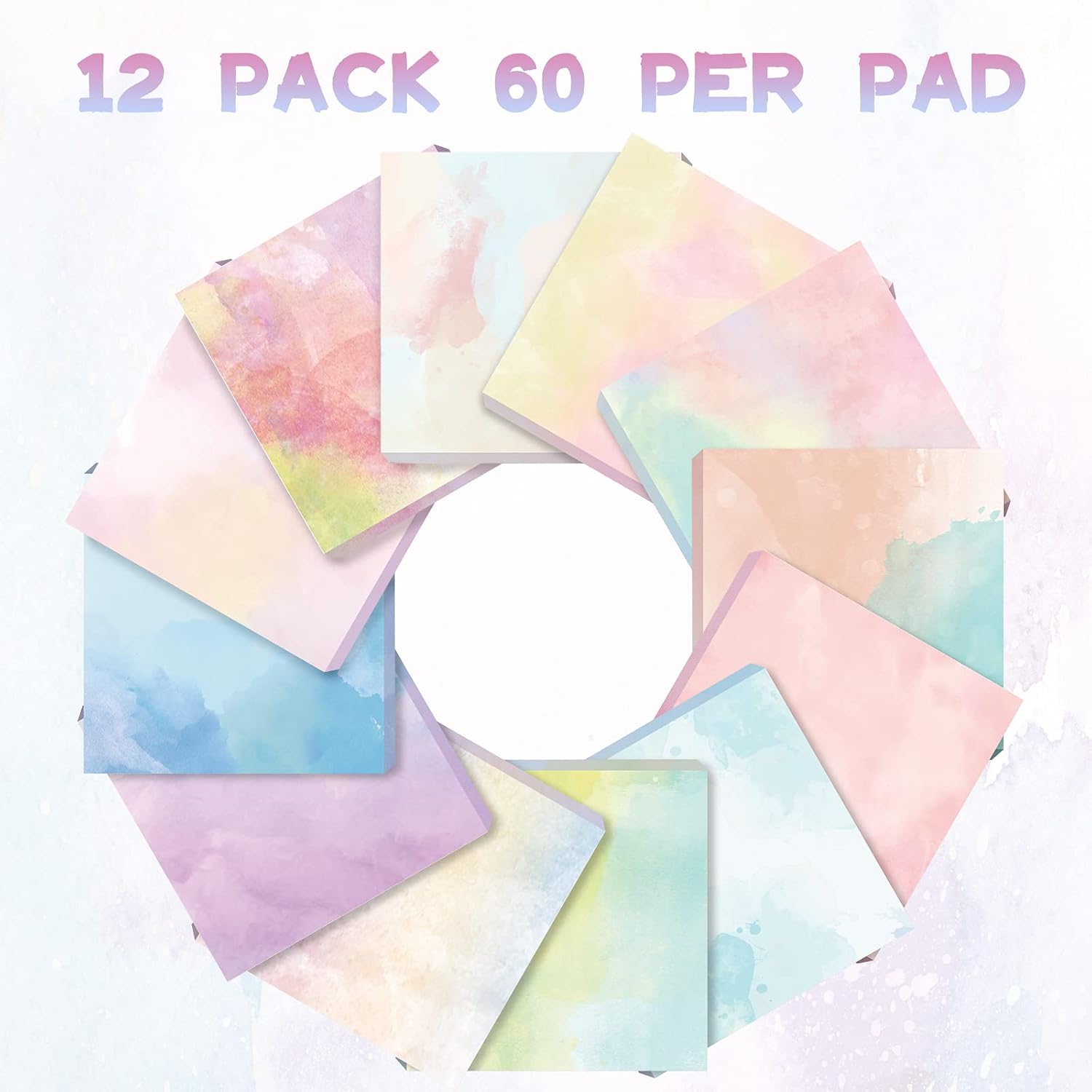 12-Pack Watercolor Sticky Notes 2.8x2.8 - Image 2