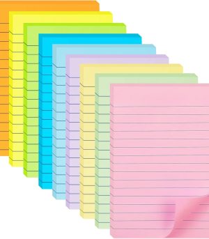 9-Pack Lined Sticky Notes 4x6 Pastel