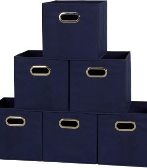 6-Pack Navy Blue Foldable Fabric Cubes