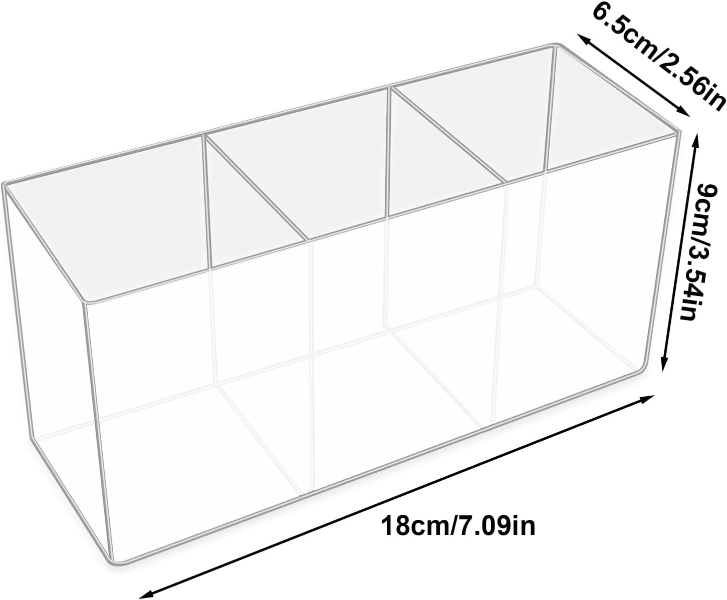 3-Compartment Acrylic Pen Holder - Image 2