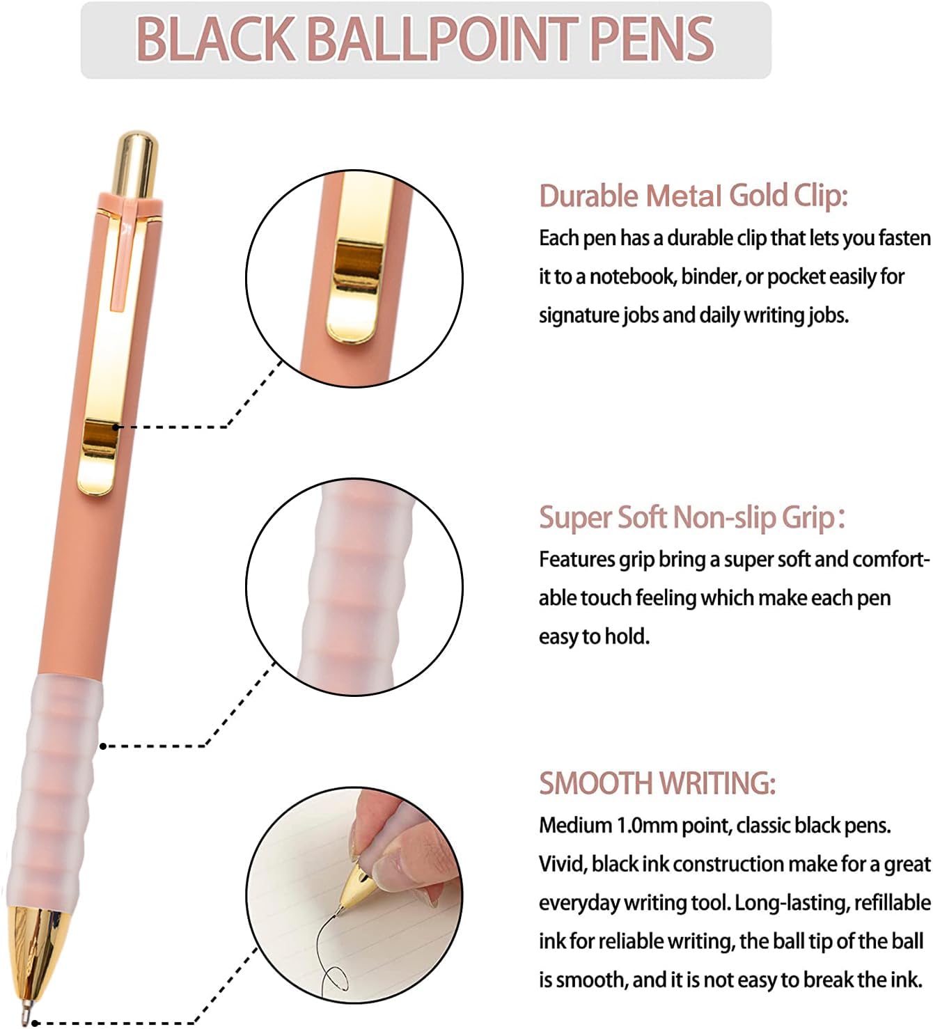 18-Pack Gold Retractable Ballpoint Pens - Image 2