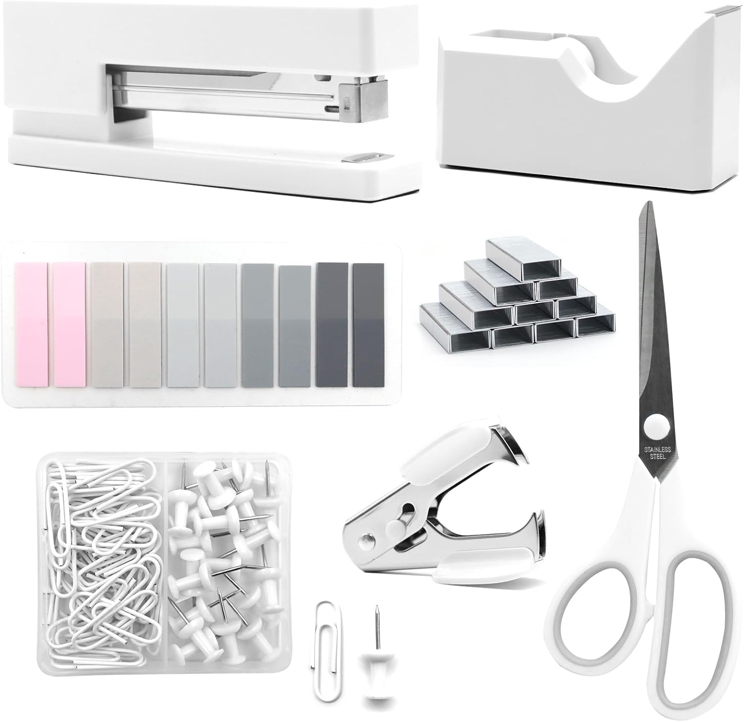 White Office Stapler Set with Scissors