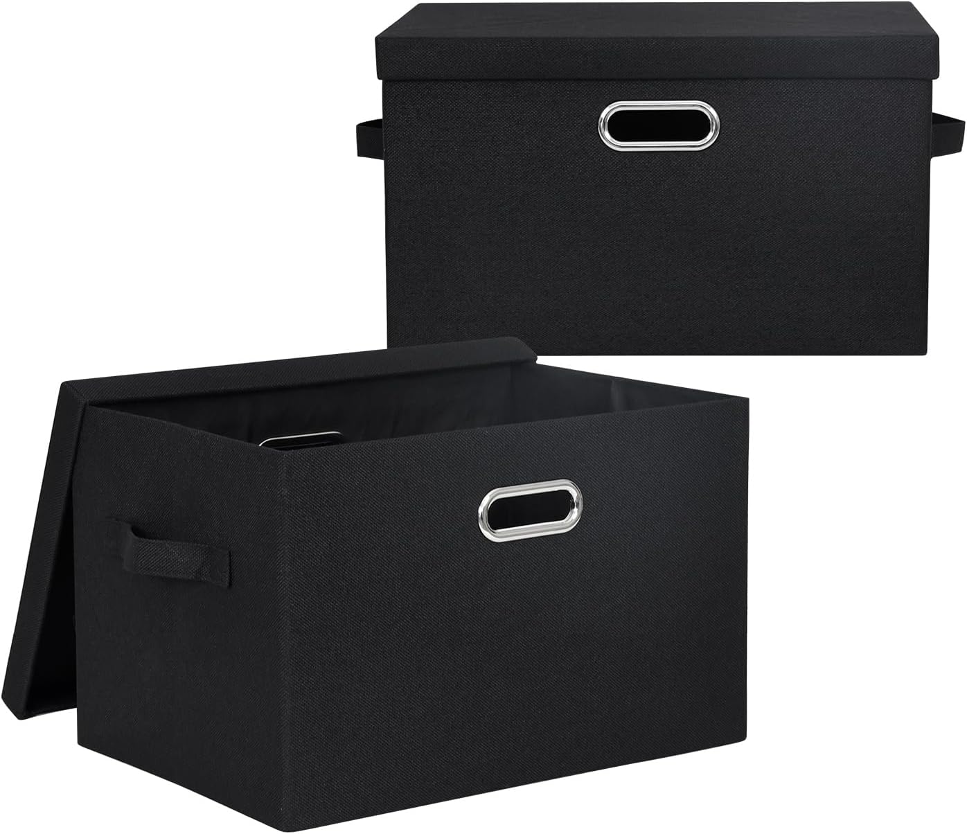 2-Pack Black Fabric Storage Bins with Lid 16.6 - Image 2