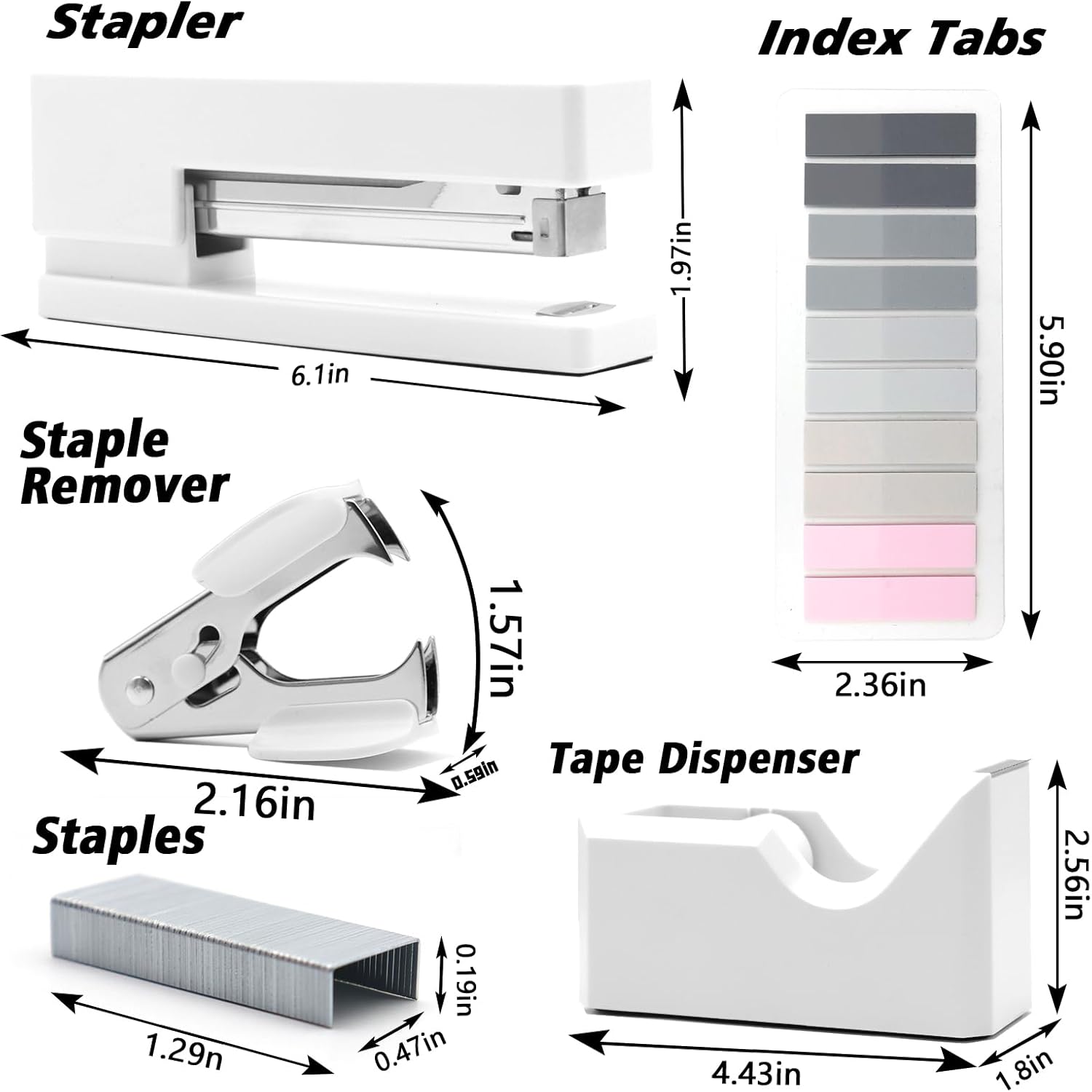 White Office Stapler Set with Scissors - Image 2