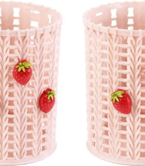 Strawberry Shaped Pink Pen Holder