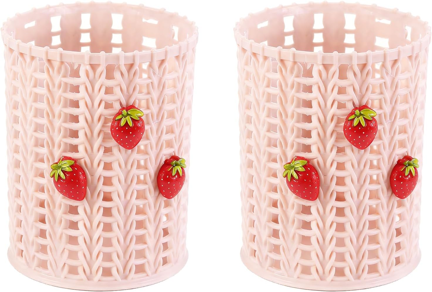 Strawberry Shaped Pink Pen Holder