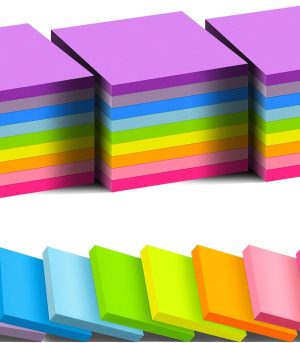 36-Pack 3x3 Bright Sticky Notes 9 Colors