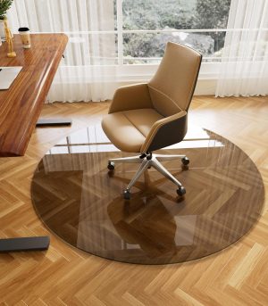 46"x46" Grey Tempered Glass Chair Mat Anti-Slip