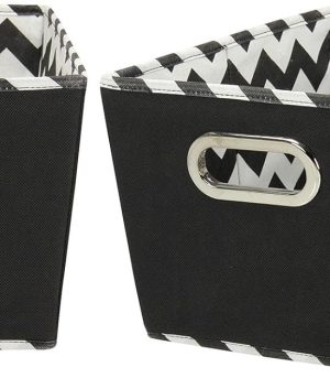 2-Pack Black Chevron Fabric Storage Bins