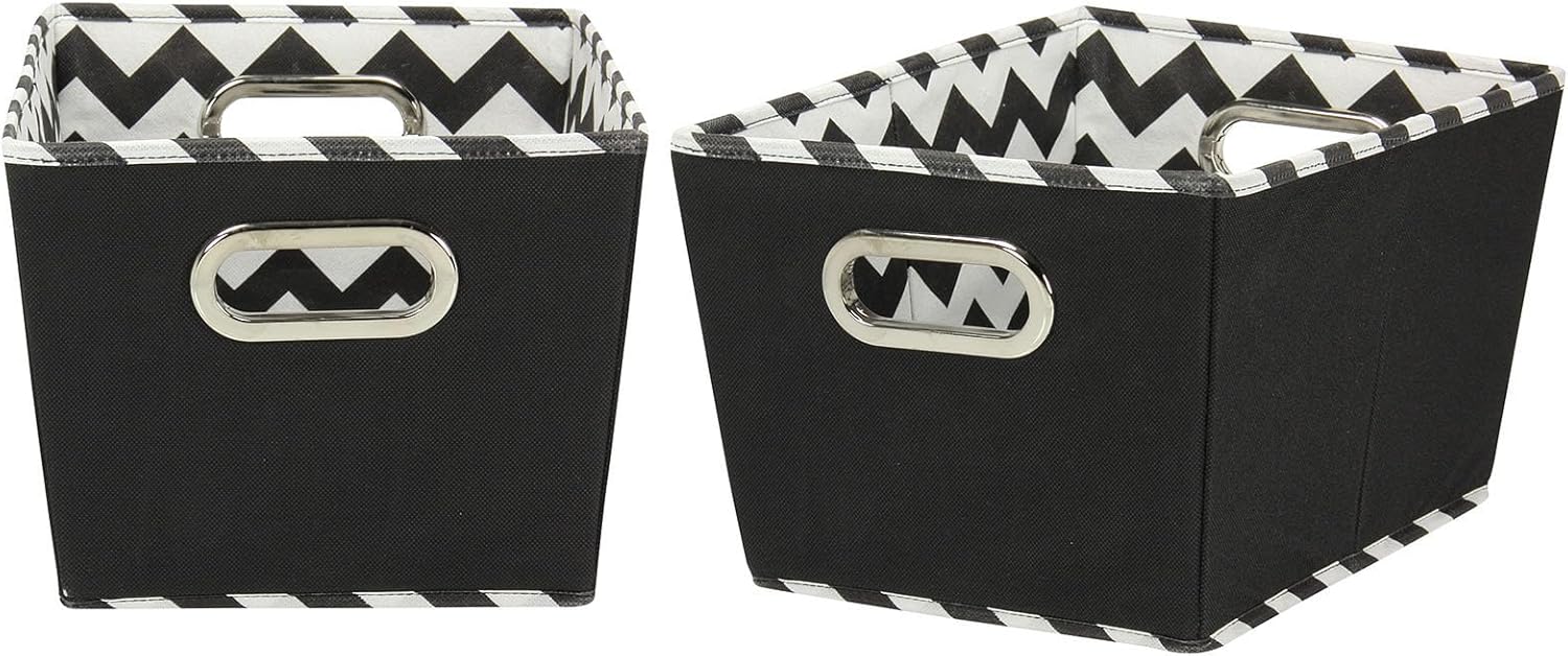 2-Pack Black Chevron Fabric Storage Bins
