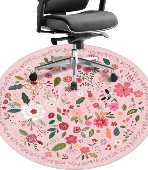 47"x47" Pink Boho Round Gaming Chair Mat