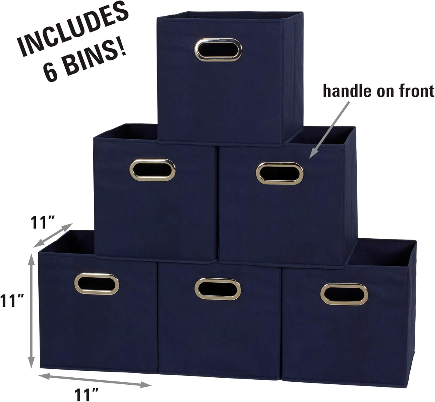6-Pack Navy Blue Foldable Fabric Cubes - Image 2