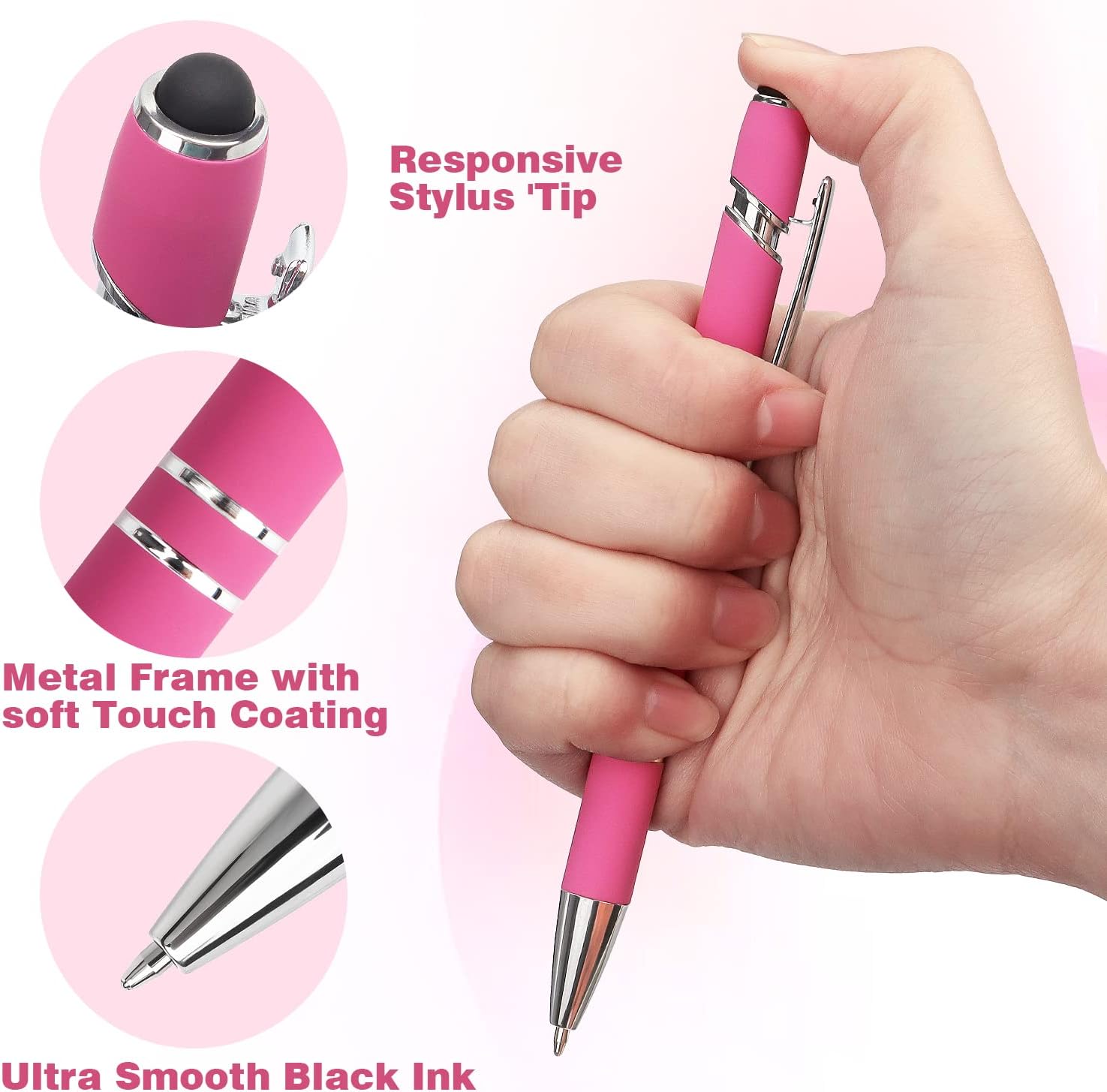 8-Pack Metal Stylus Ballpoint Pens 2-in-1 - Image 2