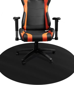 46" Black Circle Gaming Chair Mat Hard Floors