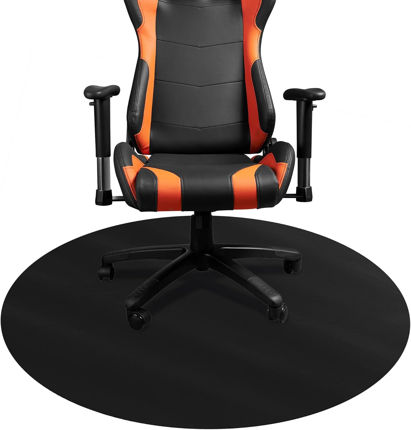 46" Black Circle Gaming Chair Mat Hard Floors