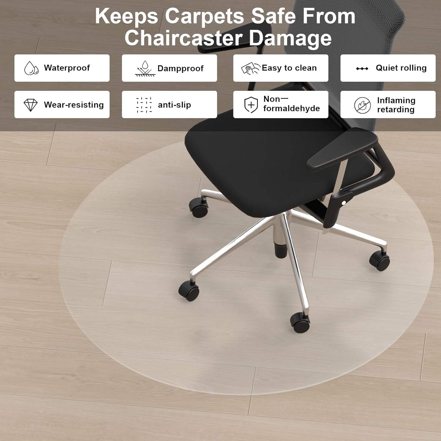 36x36 Non-Skid Plastic Chair Mat Hard Floors - Image 2