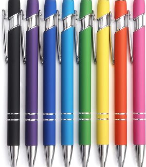 8-Pack Metal Stylus Ballpoint Pens 2-in-1