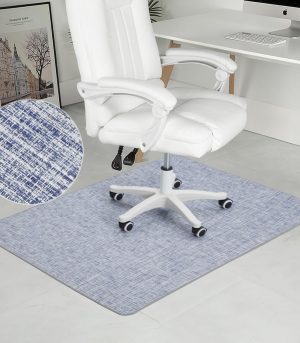 47x52 Blue White Chair Mat Hardwood
