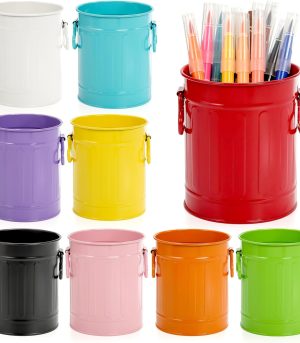 9-Pack Colorful Metal Mini Pen Buckets
