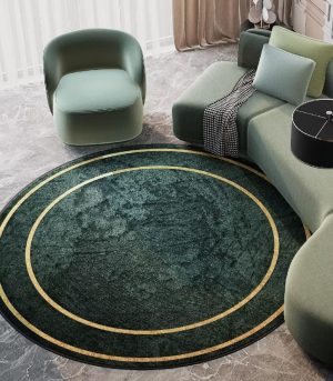 3ft Emerald Green Washable Round Area Rug