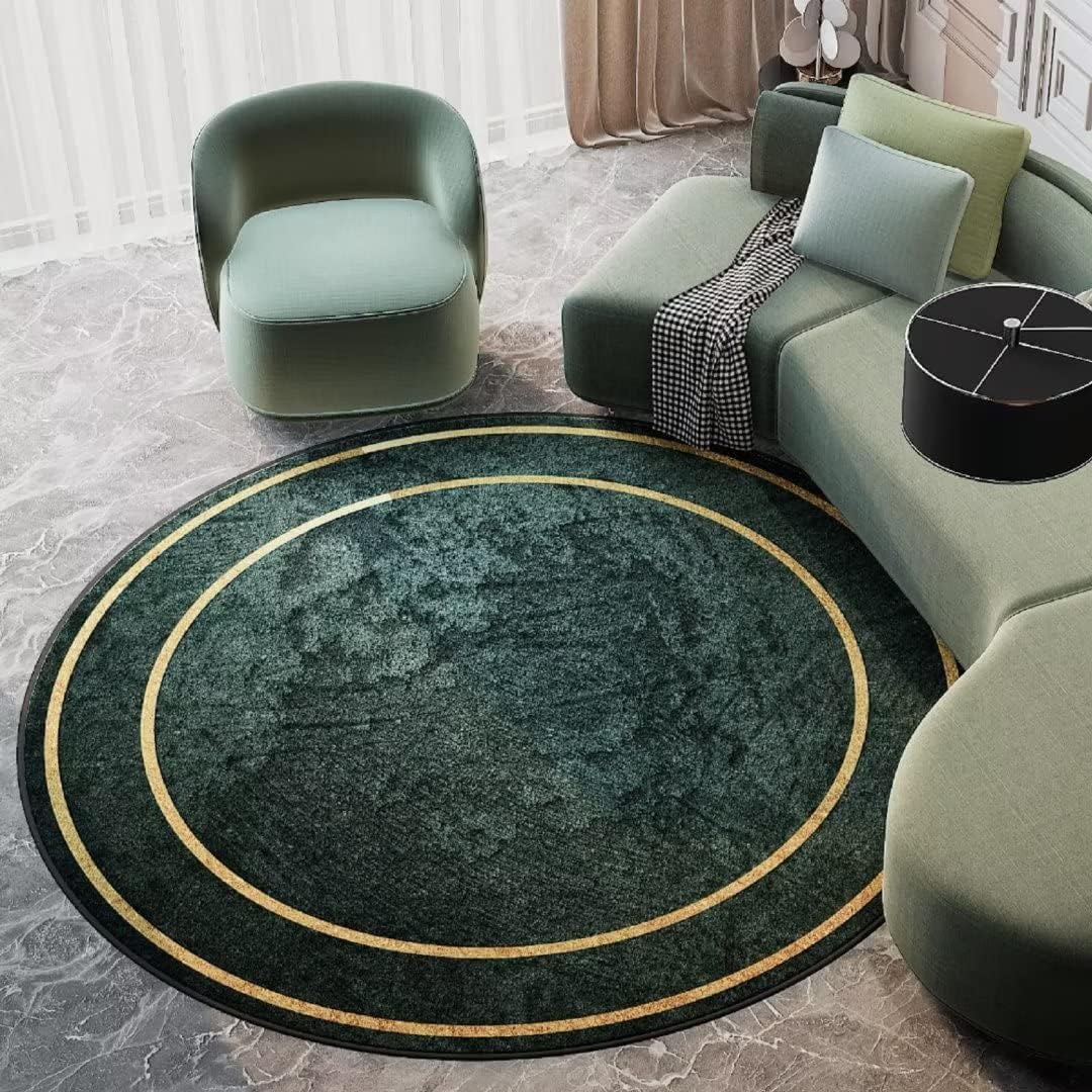 3ft Emerald Green Washable Round Area Rug
