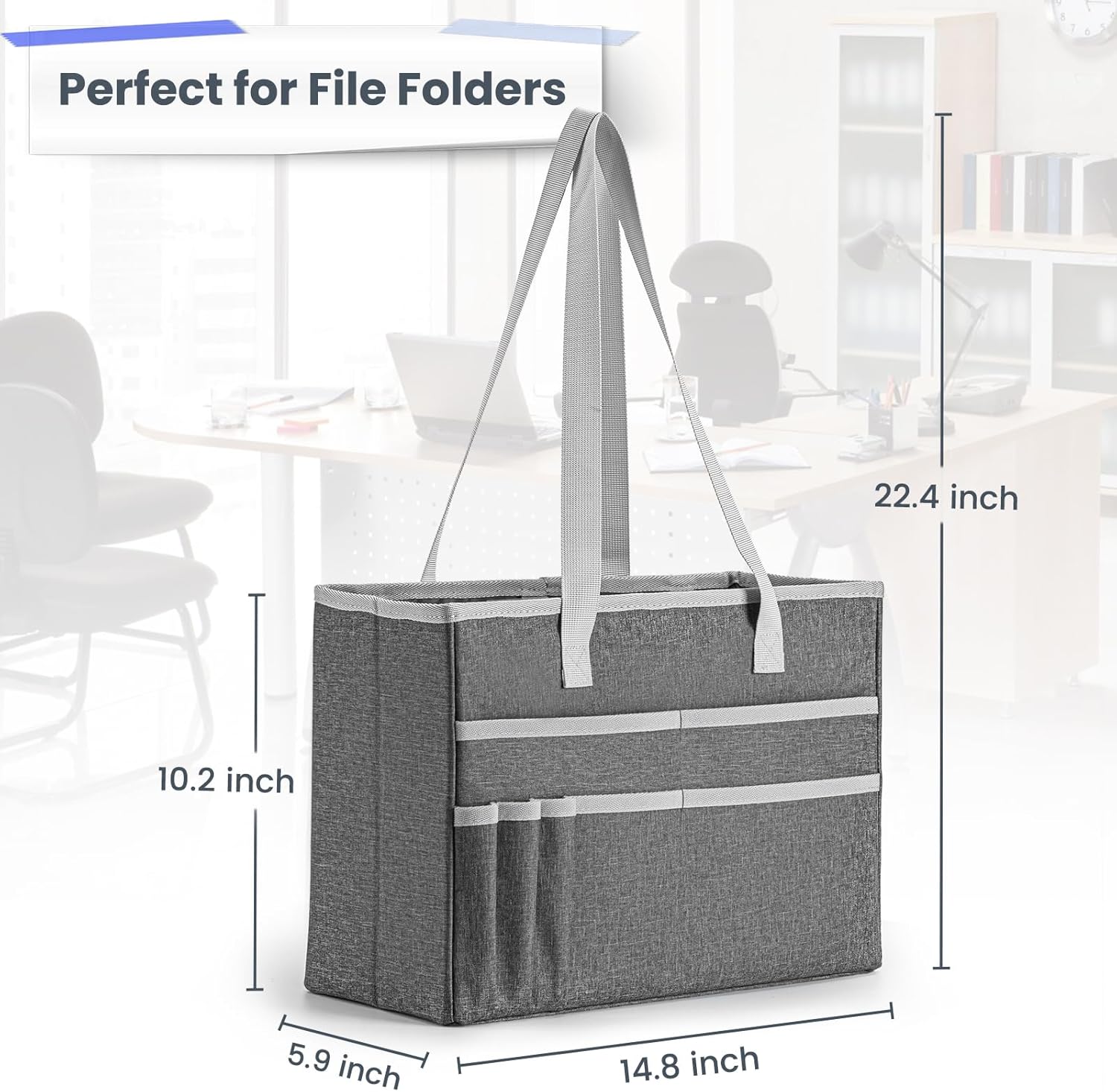 Portable Tote File Organizer with Pockets - Image 2