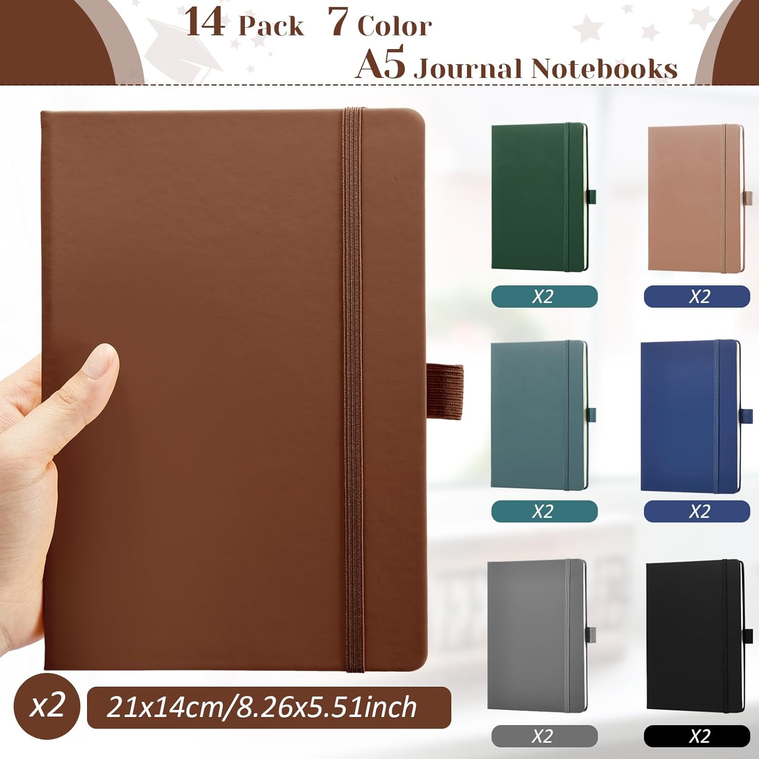 14-Pack A5 Hardcover Lined Notebooks - Image 2