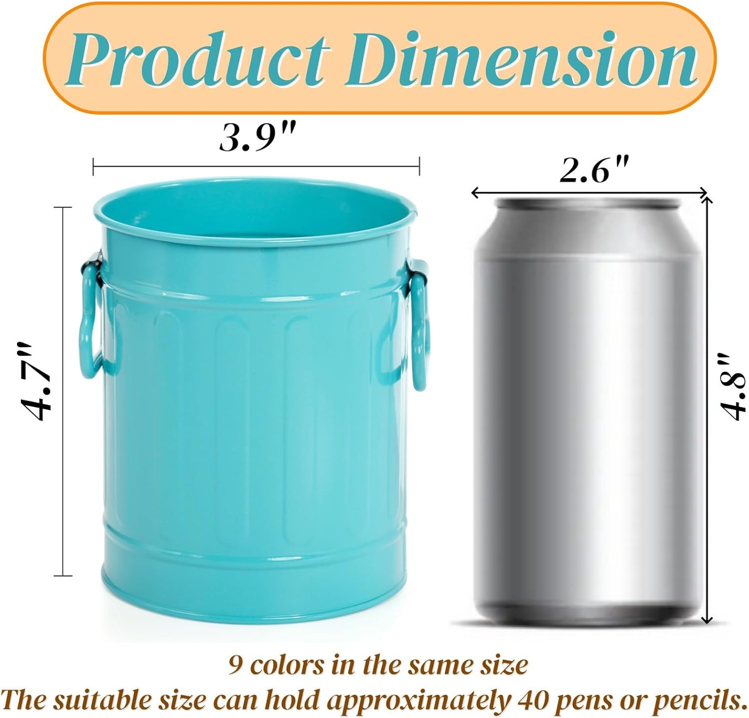 9-Pack Colorful Metal Mini Pen Buckets - Image 2