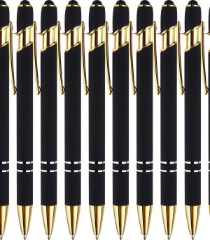12-Pack Black Gold Stylus Pens