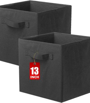 2-Pack Black Fabric Storage Cubes 13x13x13