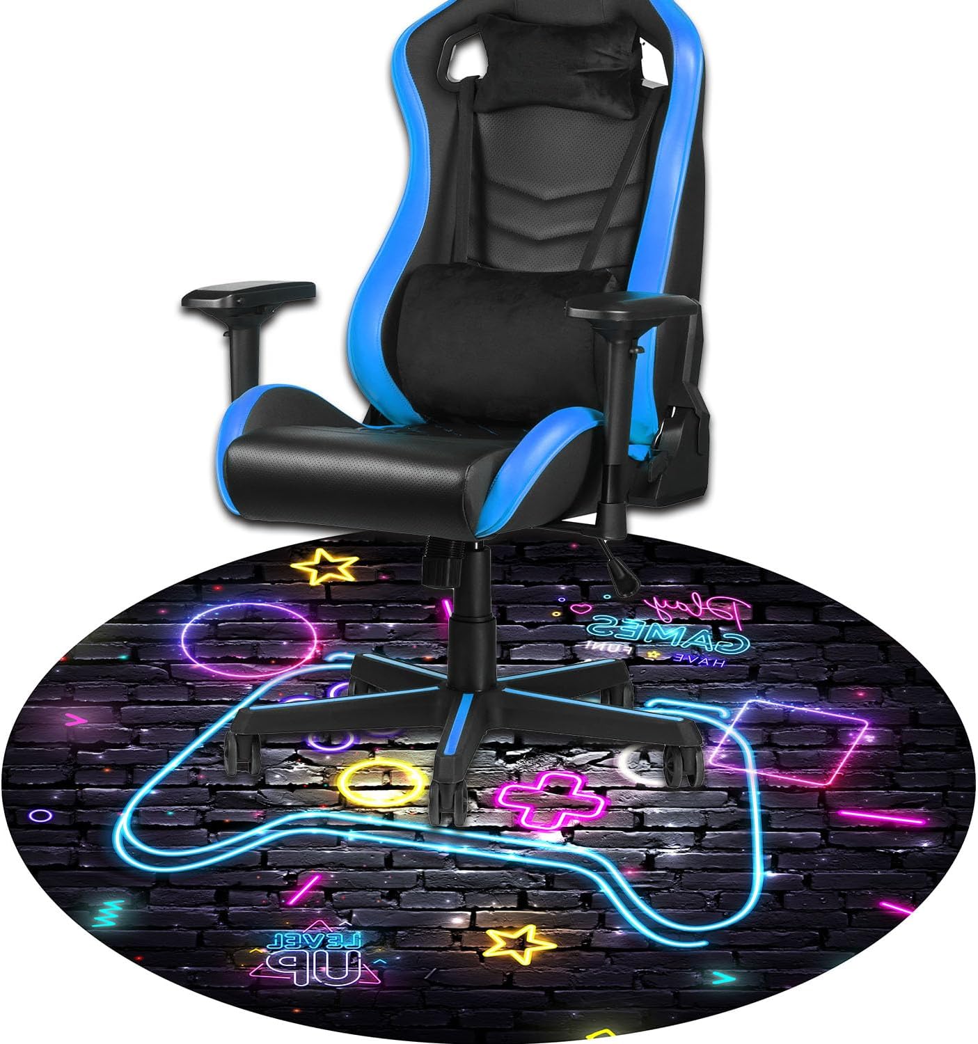 47" Blue Purple Graffiti Gaming Chair Mat