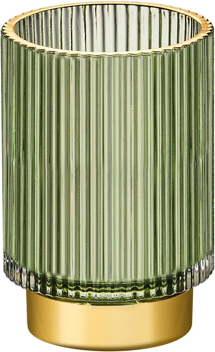 Green Vintage Glass Brush & Pen Cup