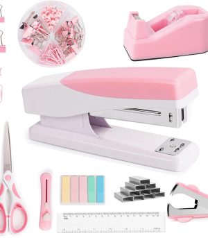 Pink Office Stapler Set