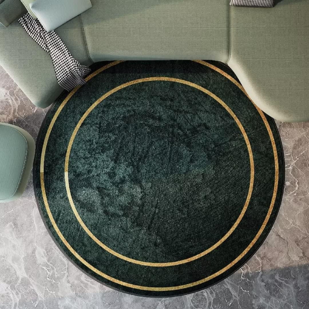 3ft Emerald Green Washable Round Area Rug - Image 2