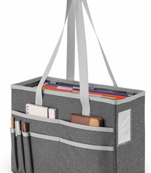 Portable Tote File Organizer with Pockets