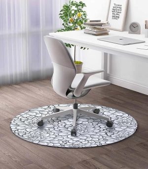 3ft Grey Round Chair Mat Hardwood Anti-Slip