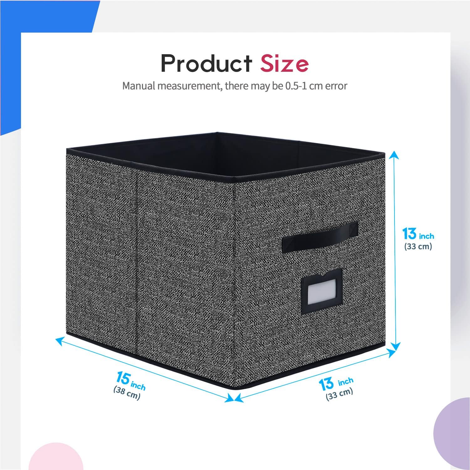 4-Pack Black Fabric Storage Cubes 13x15x13 - Image 2