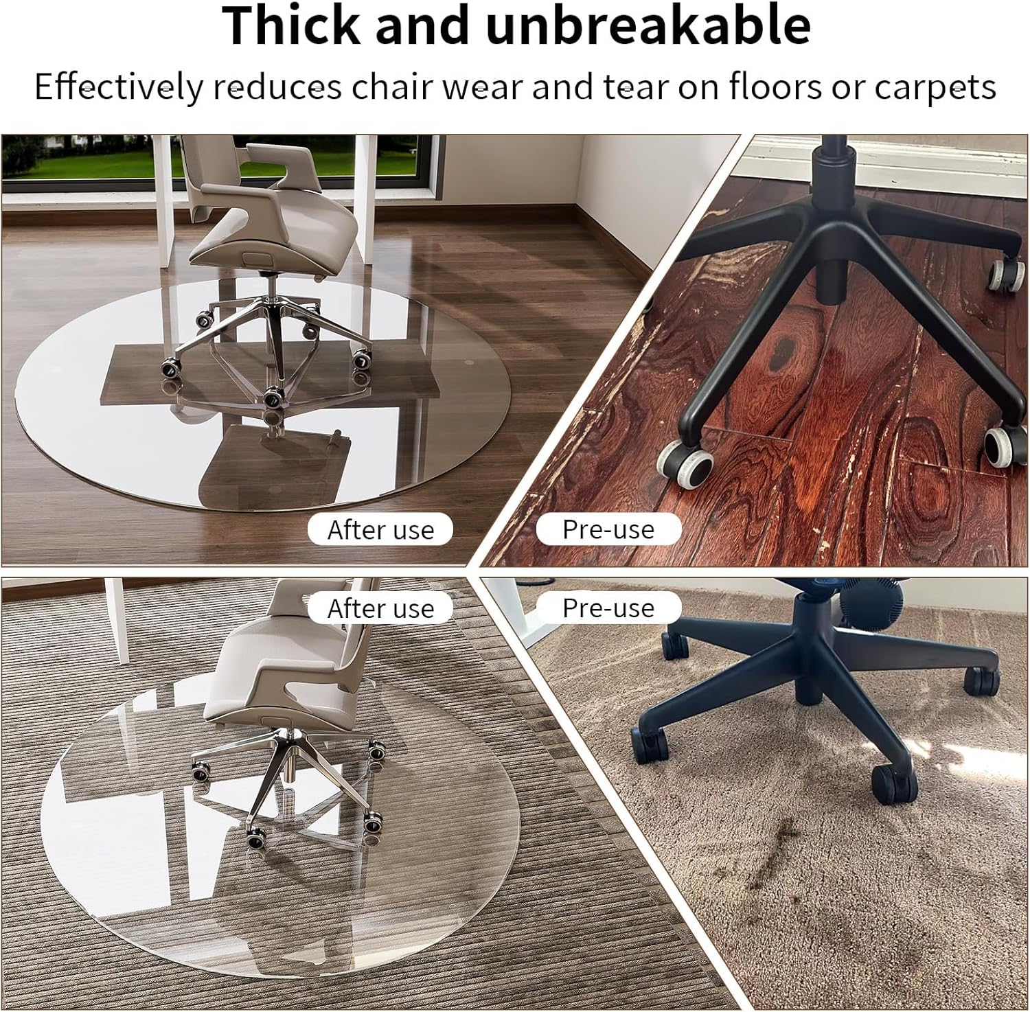 55"x55" Transparent Tempered Glass Chair Mat - Image 2
