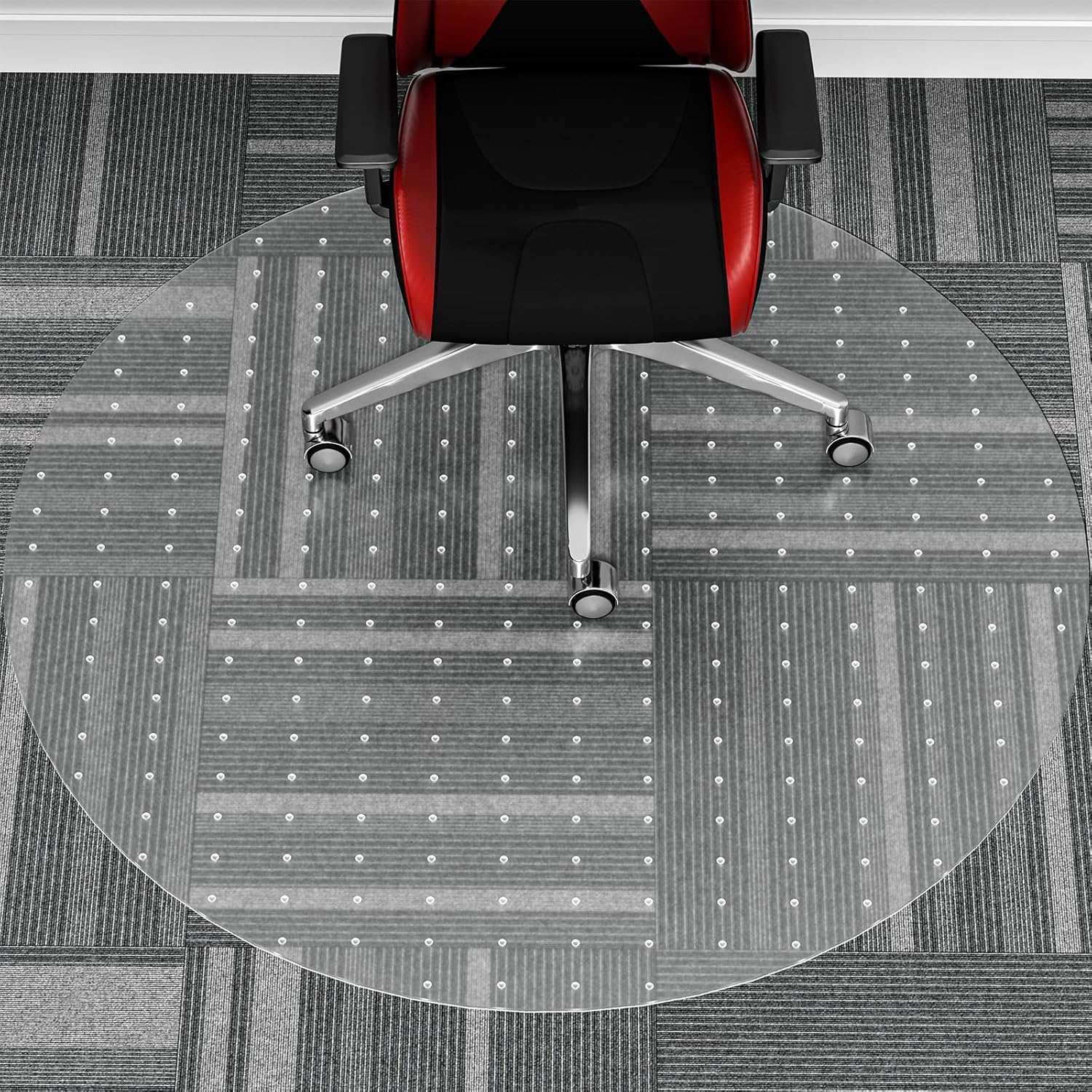 48" Round Clear Chair Mat Carpet Studded