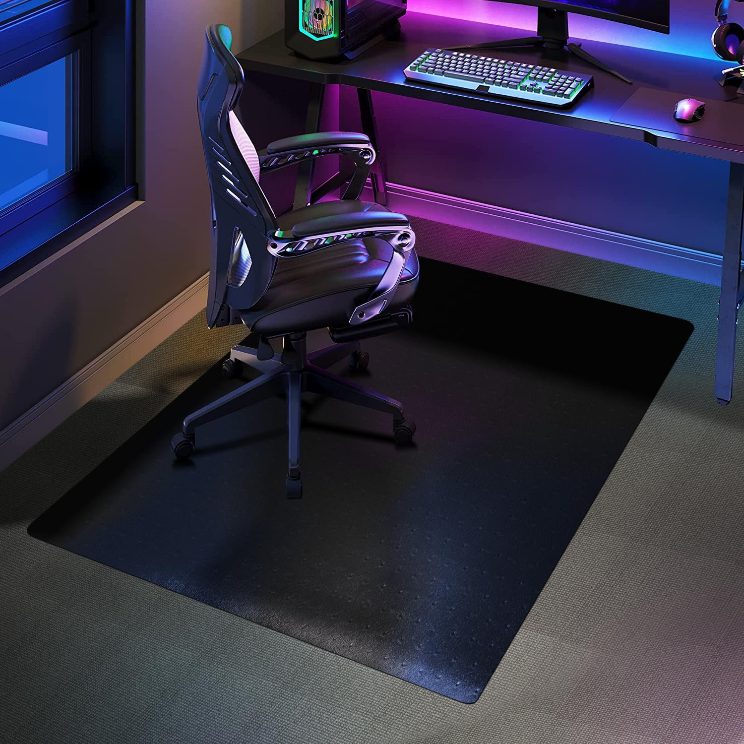 48x36 Black Vinyl Chair Mat Carpet Grips