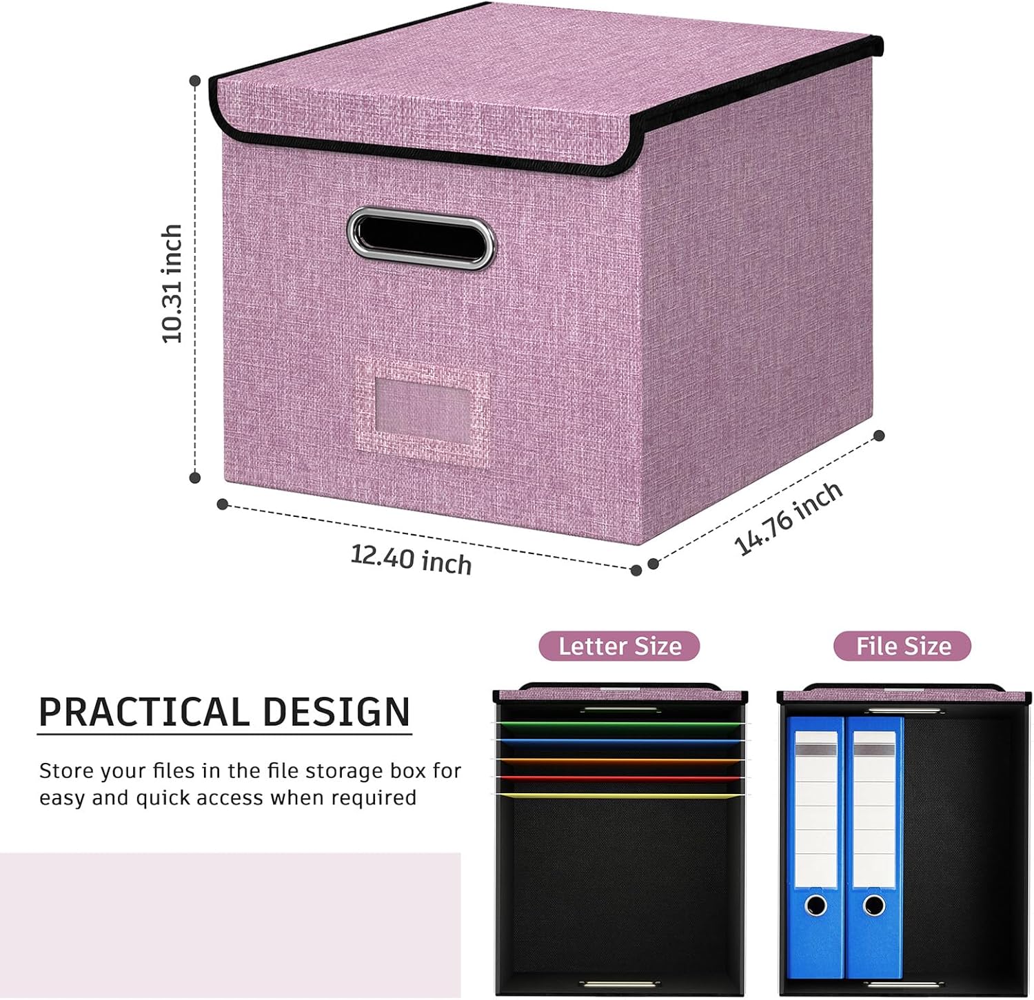 2-Pack Pink Collapsible File Box Dividers - Image 2
